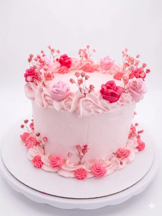 Bridal Shower Rose Vanilla cake - Winnipeg wedding cakes