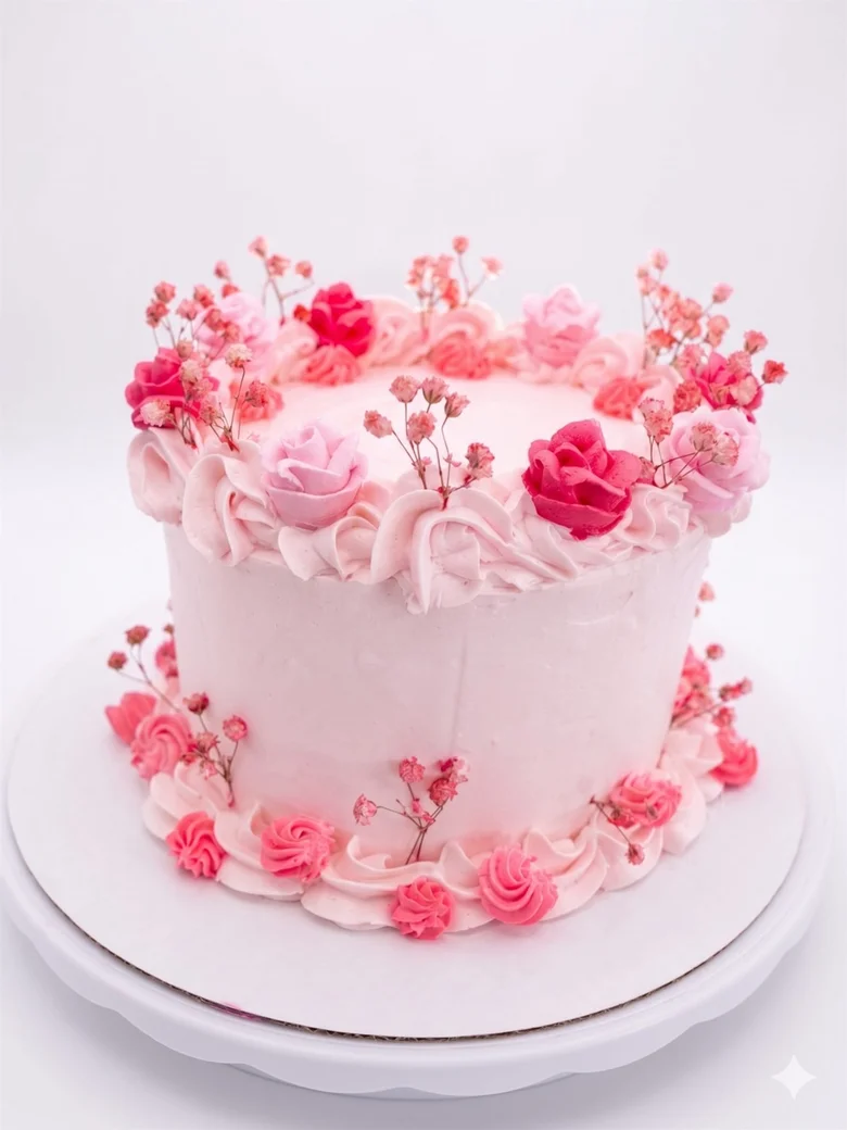 Bridal Shower Rose Vanilla cake - Winnipeg wedding cakes