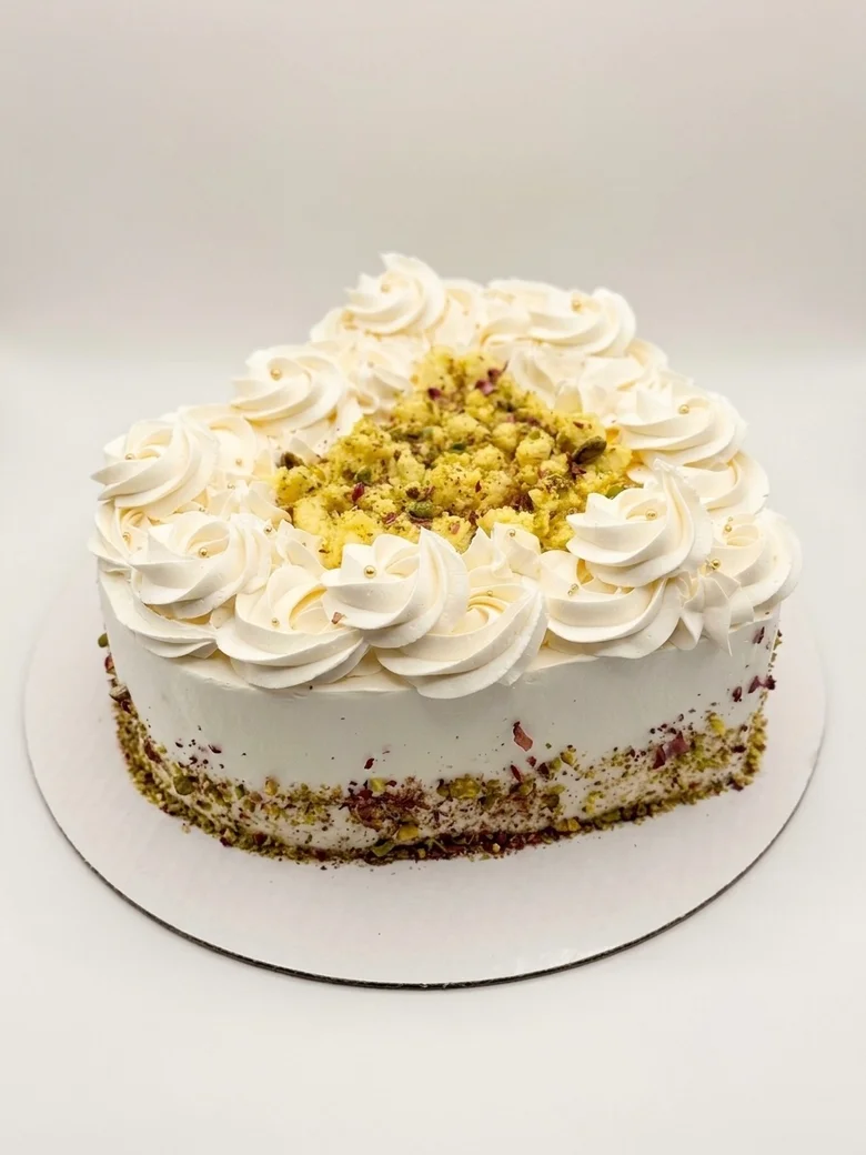 Heart Shaped Rasmalai Cake - Winnipeg custom cakes by Crumbs & Cravings
